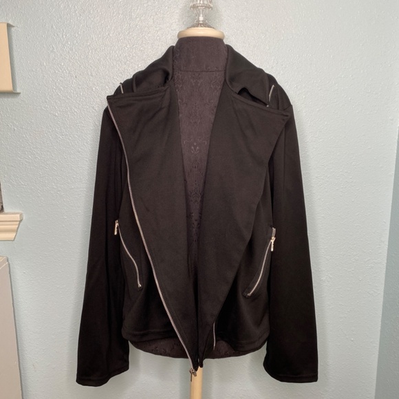 Ashley Stewart Plus Size Black Motorcycle Jacket - Picture 2 of 8